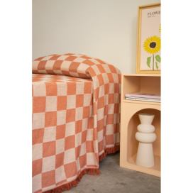 Přehoz na dvoulůžko v béžovo-cihlové barvě 240x240 cm Terracota Checkerboard – Really Nice Things