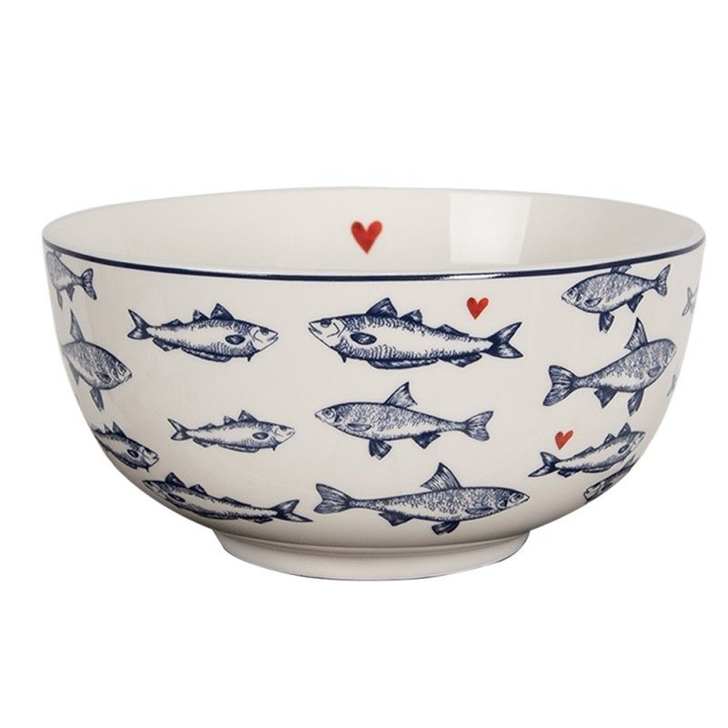 Porcelánová miska s rybkami Sun Sea And Fish - Ø 14*7cm/ 500ml Clayre & Eef - LaHome - vintage dekorace