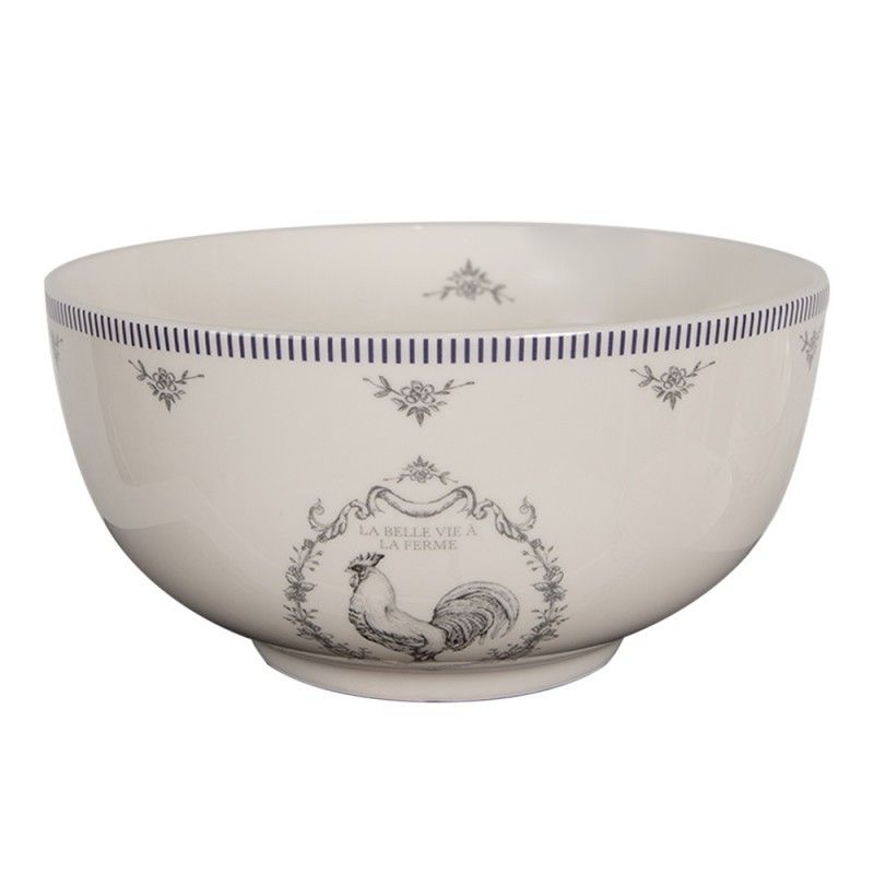 Porcelánová miska s kohoutem Devine French Roster - Ø 14*7cm/ 500ml Clayre & Eef - LaHome - vintage dekorace