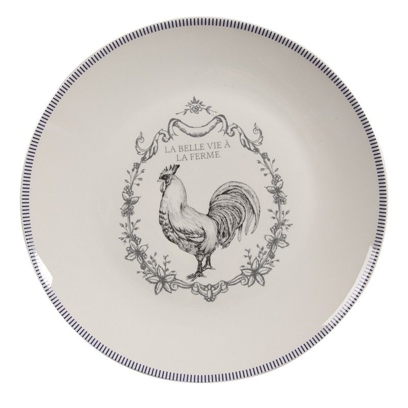 Porcelánový dezertní talíř s kohoutem Devine French Roster - Ø 20cm Clayre & Eef - LaHome - vintage dekorace