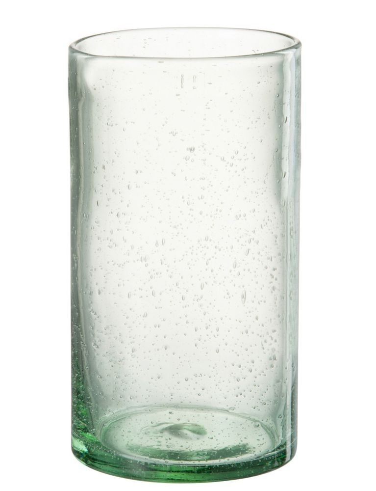 Zelená sklenička na vodu s bublinkami Long Drink Lisboa green - Ø8*13cm / 500ml J-Line by Jolipa - LaHome - vintage dekorace