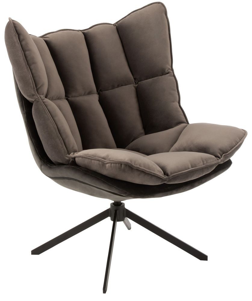 Tmavě šedé sametové relaxační křeslo Chair Relax Bubby Grey - 78*73*92cm J-Line by Jolipa - LaHome - vintage dekorace