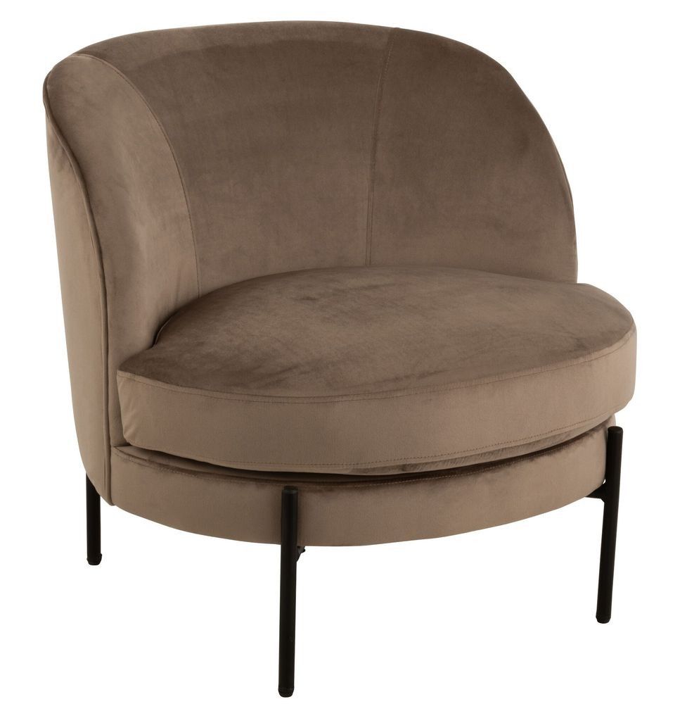 Hnědé sametové kulaté křeslo Lounge chair Jammy Brown - 71*67*66cm J-Line by Jolipa - LaHome - vintage dekorace
