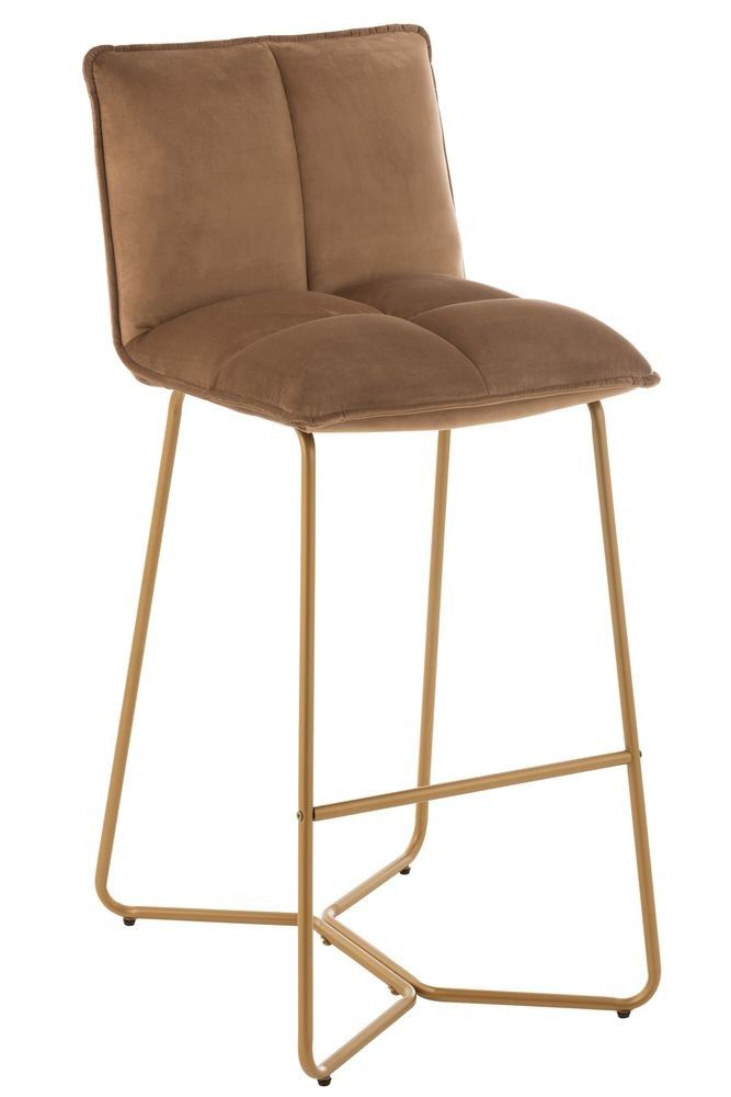 Hnědá sametová barová stolička Lisa Brown - 55*47*104cm J-Line by Jolipa - LaHome - vintage dekorace