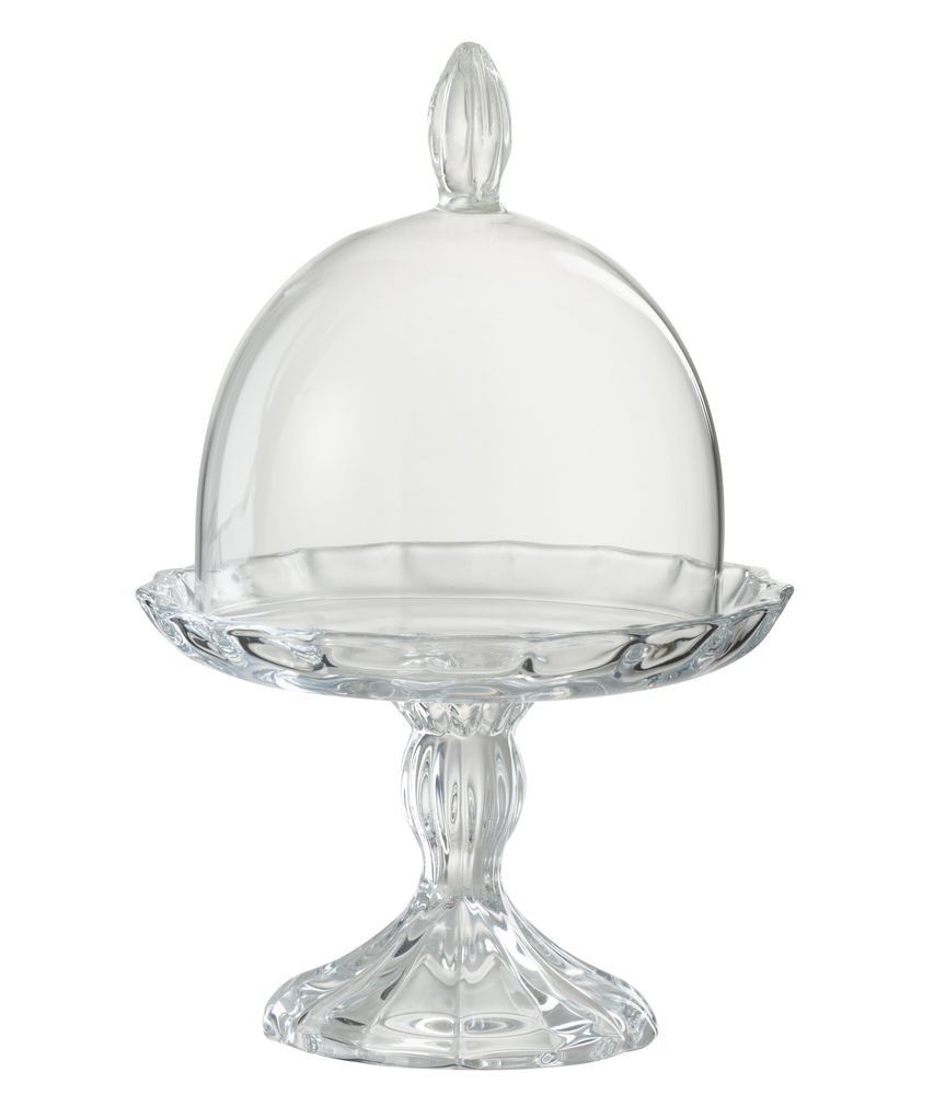 Transparentní skleněný podnos na noze s poklopem Bell Jar M - Ø 13*22cm J-Line by Jolipa - LaHome - vintage dekorace
