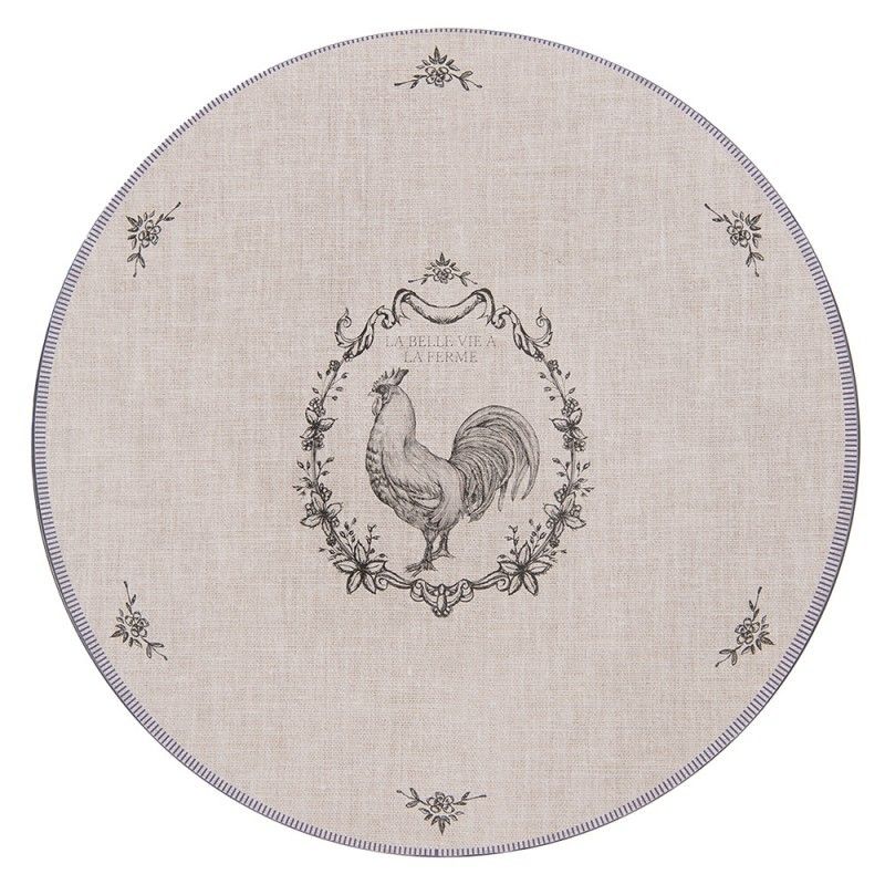 Béžový servírovací talíř s kohoutem Devine French Roster - Ø 33*1 cm Clayre & Eef - LaHome - vintage dekorace