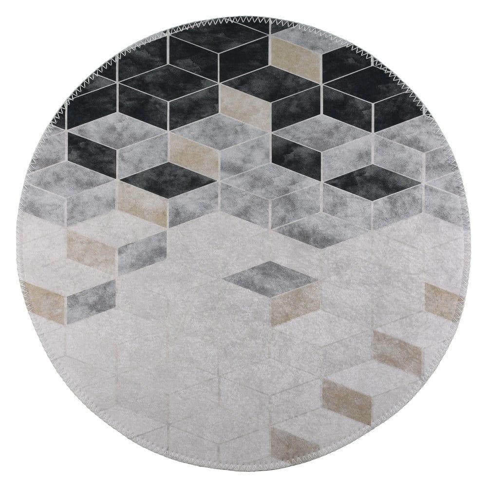 Bílo-šedý pratelný kulatý koberec ø 120 cm – Vitaus - Bonami.cz