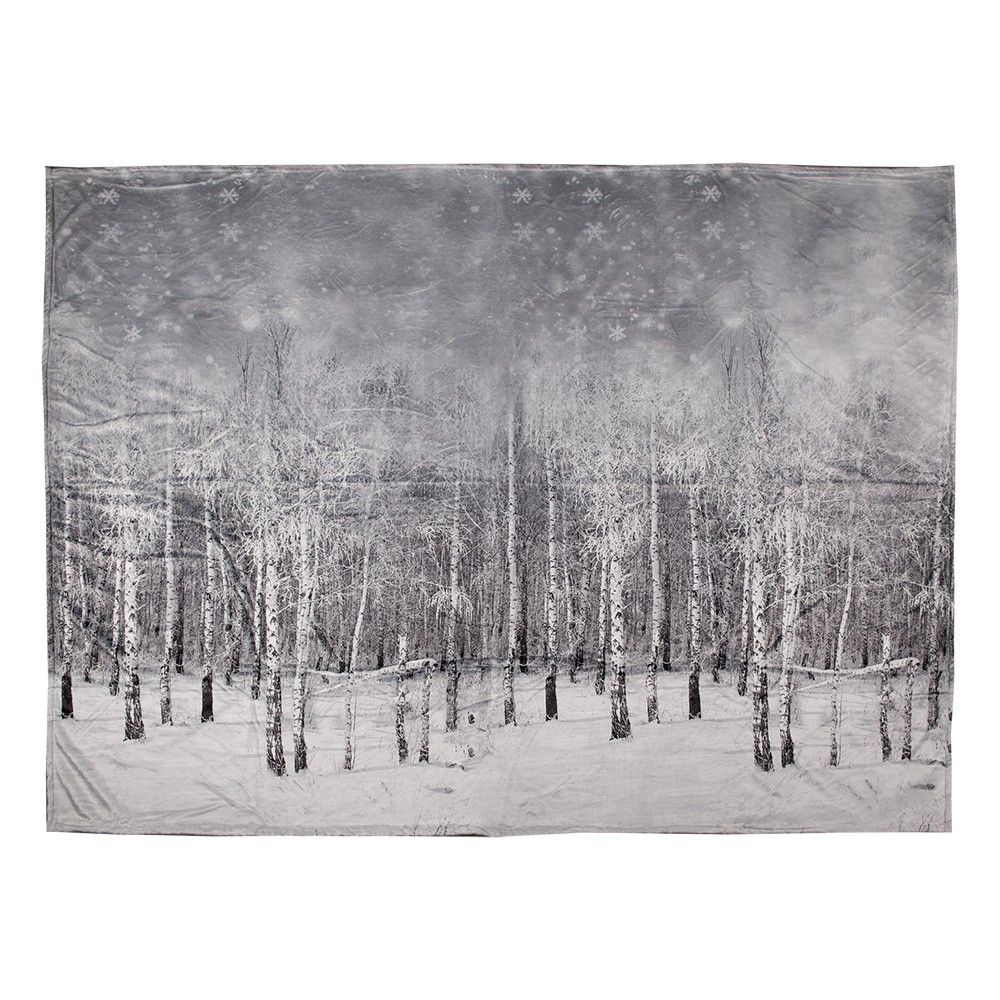 Plyšový pléd se zasněženými stromy - 130*170 cm Clayre & Eef - LaHome - vintage dekorace