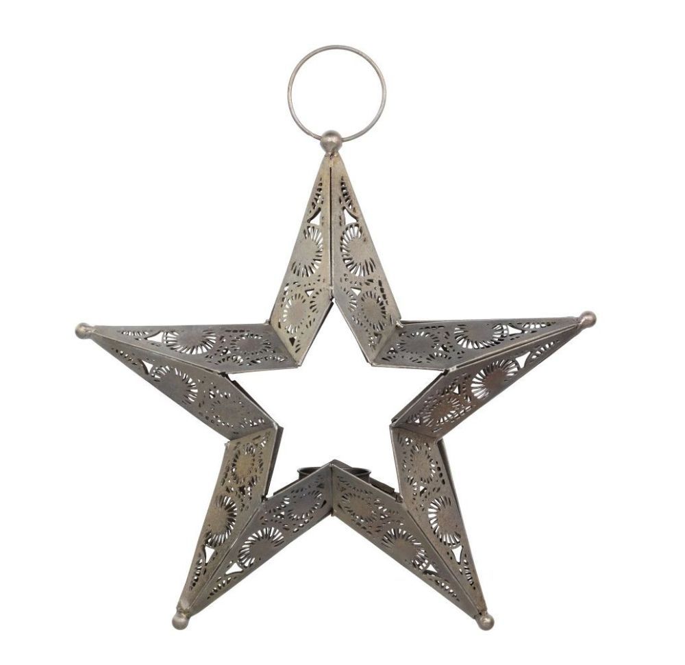 Bronzový antik kovový svícen ve tvaru hvězdy na čajovou svíčku - 28*6*28cm Chic Antique - LaHome - vintage dekorace