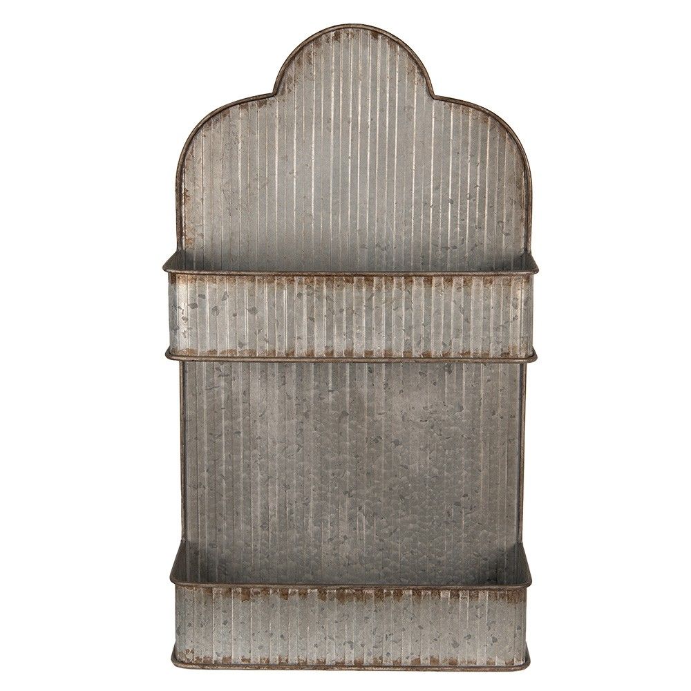 Zinková antik nástěnná polička se 2 boxy - 41*15*70 cm Clayre & Eef - LaHome - vintage dekorace