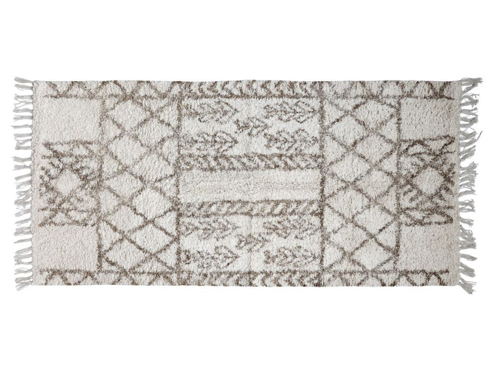 Béžový bavlněný koberec s ornamenty a třásněmi Morroccan - 150*70cm Chic Antique - LaHome - vintage dekorace