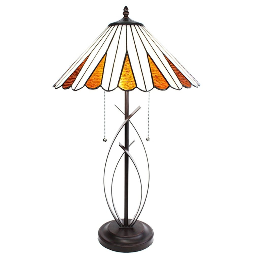 Béžovo-hnědá stolní lampa Tiffany Owa - Ø 41*69 cm E27/max 2*60W Clayre & Eef - LaHome - vintage dekorace