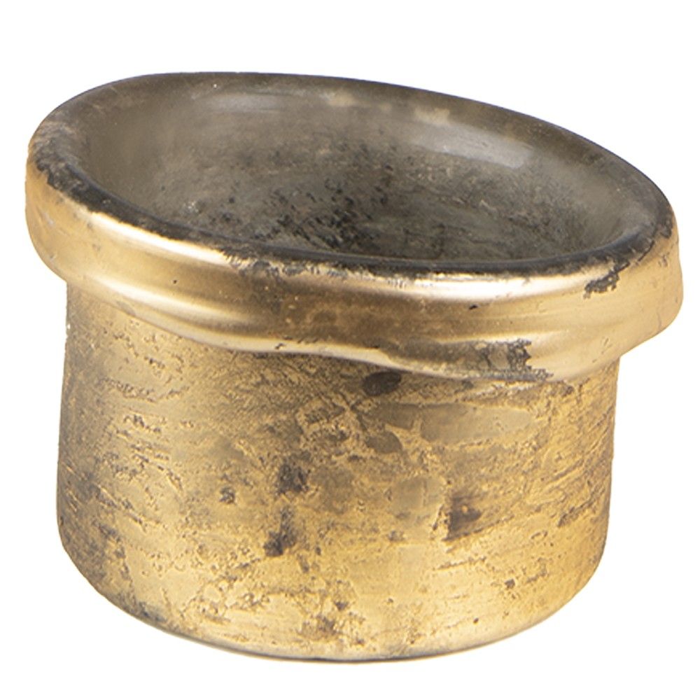 Zlatý skleněný svícen na čajovou svíčku - Ø 8*6 cm Clayre & Eef - LaHome - vintage dekorace