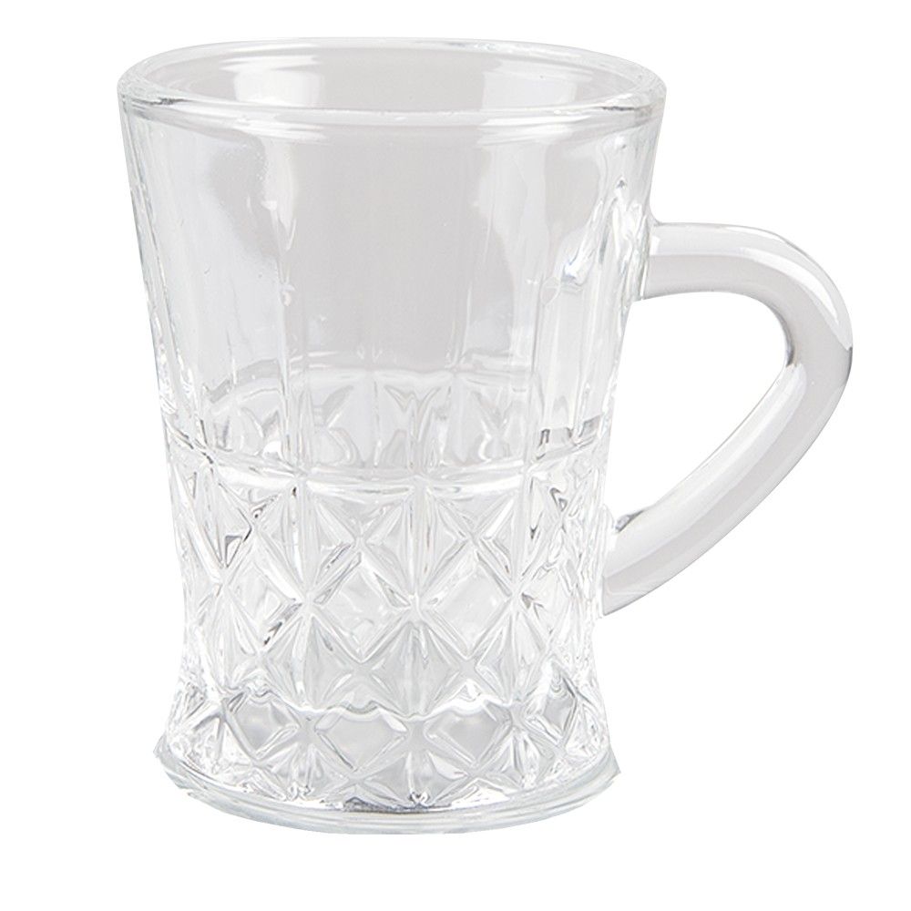 Transparentní skleněný hrnek na nápoj - 6*8*8 cm / 95 ml Clayre & Eef - LaHome - vintage dekorace