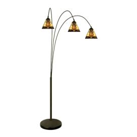 Béžovo-hnědá stojací lampa Tiffany Silvia - 91*50*200 cm E27/max 3*60W Clayre & Eef
