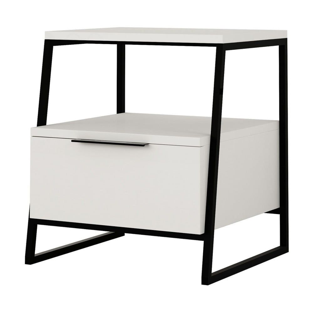 Bílý noční stolek s poličkami Pal – Kalune Design - Bonami.cz