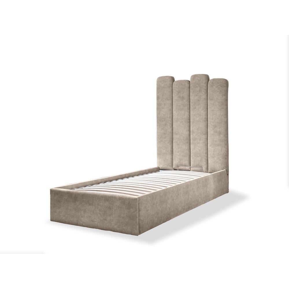 Béžová čalouněná jednolůžková postel s úložným prostorem s roštem 90x200 cm Dreamy Aurora – Miuform - Bonami.cz
