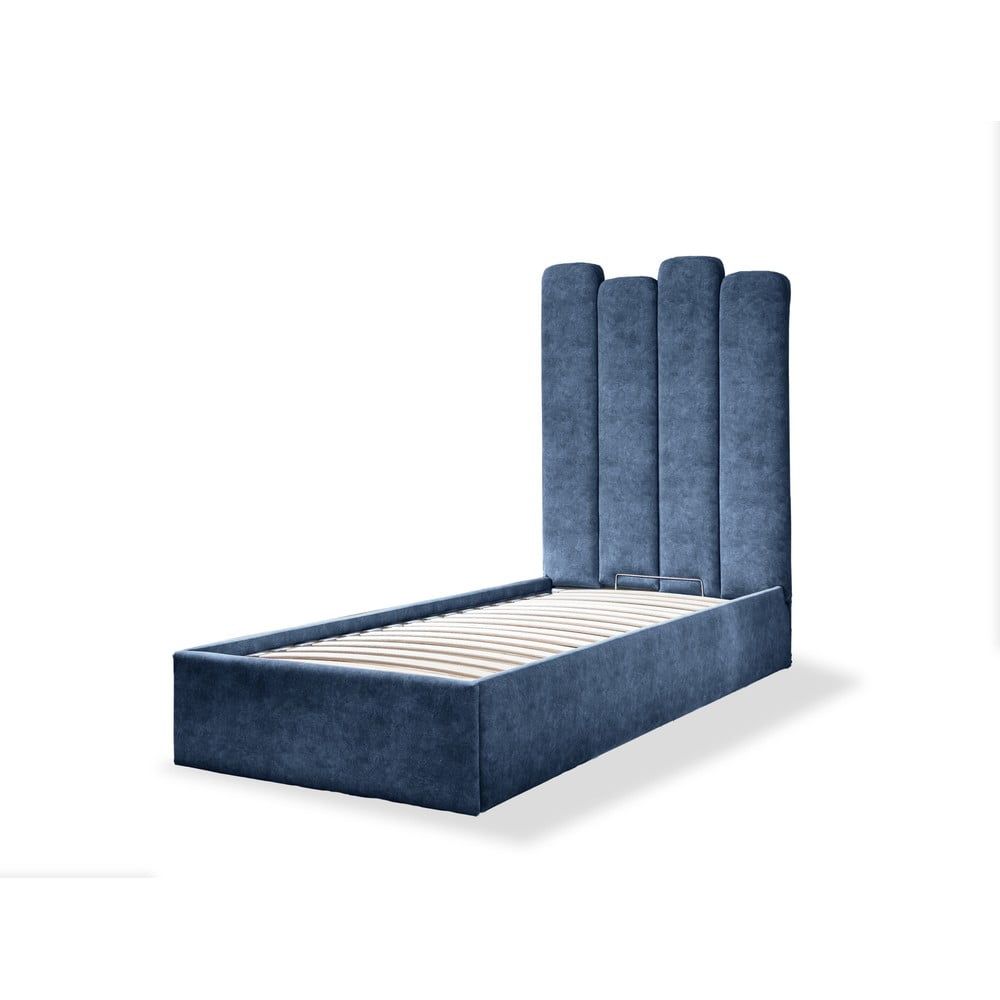 Modrá čalouněná jednolůžková postel s úložným prostorem s roštem 90x200 cm Dreamy Aurora – Miuform - Bonami.cz