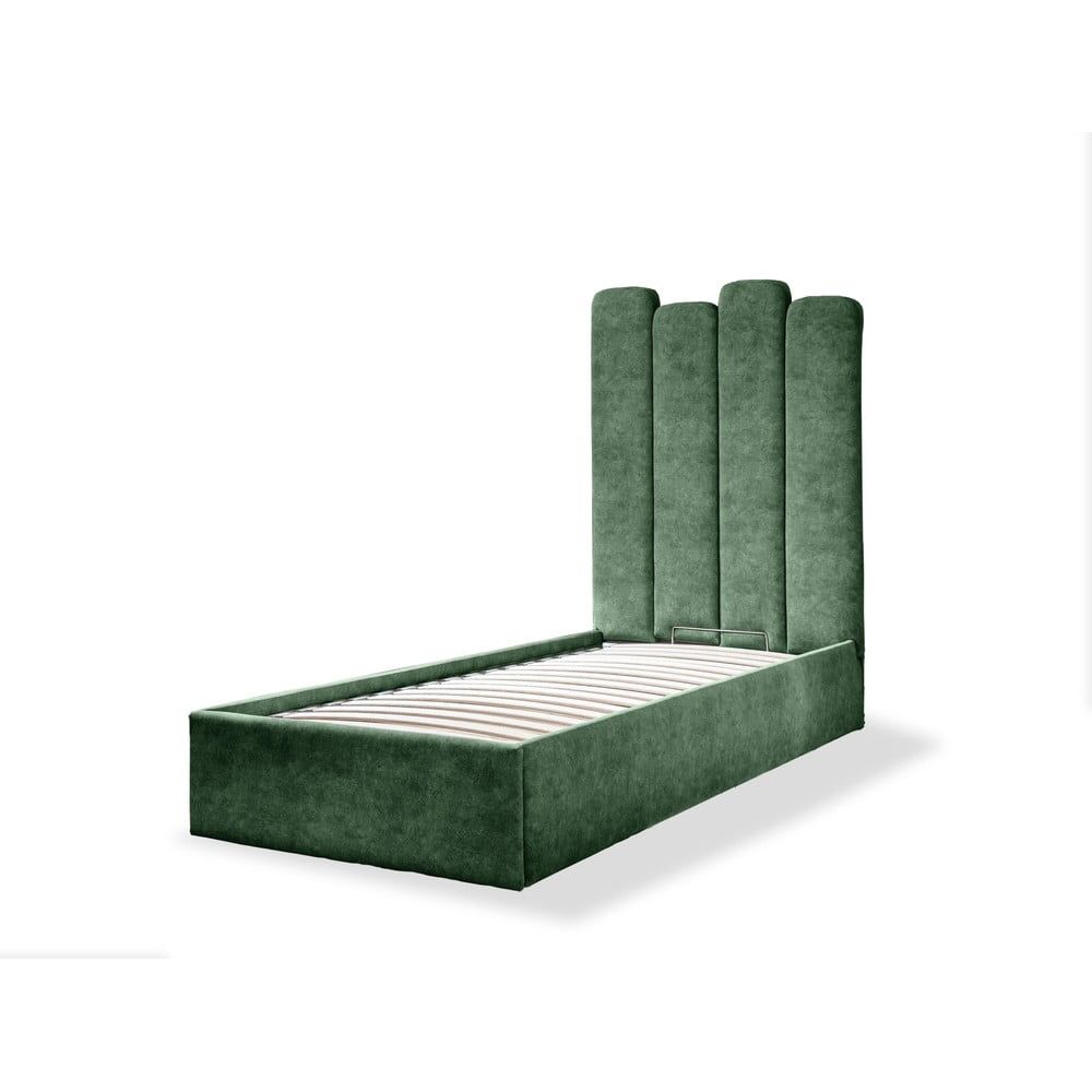 Zelená čalouněná jednolůžková postel s úložným prostorem s roštem 90x200 cm Dreamy Aurora – Miuform - Bonami.cz