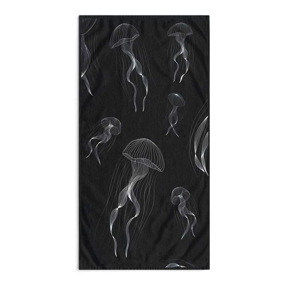 Černobílá plážová osuška 90x180 cm Jellyfish – DecoKing - Bonami.cz