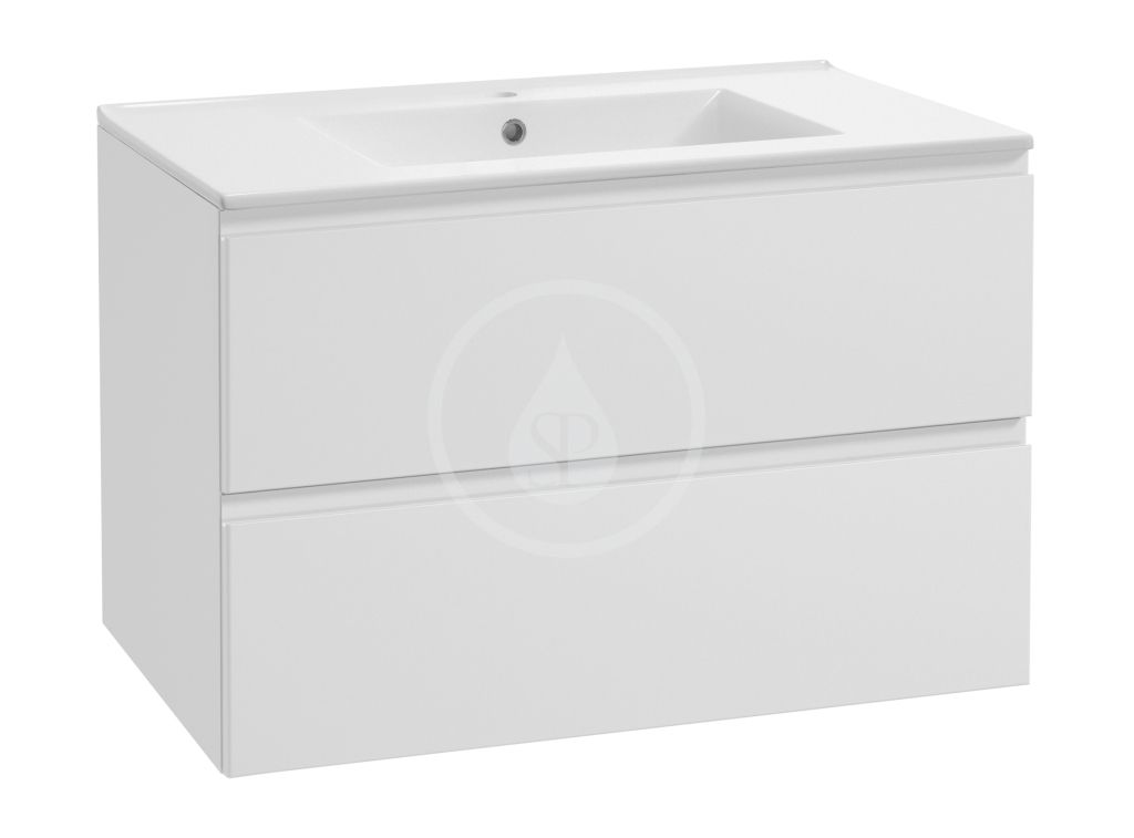 kielle Aura - Skříňka včetně umyvadla, 800x550x460 mm, 2 zásuvky, lesklá bílá 50002S80 - Hezká koupelna s.r.o.