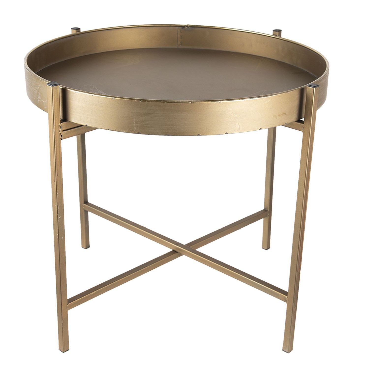 Zlatý kovový kulatý odkládací stolek - Ø 52*40 cm Clayre & Eef - LaHome - vintage dekorace