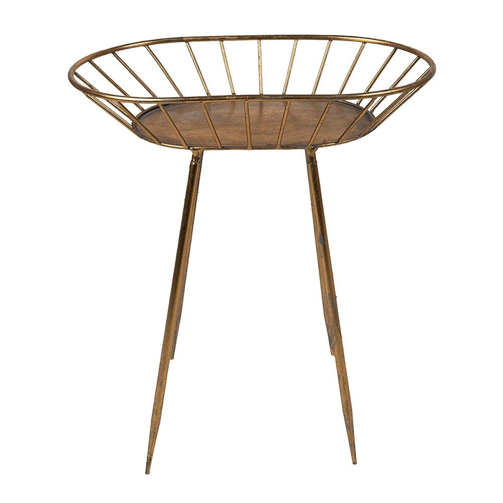 Zlatý antik oválný kovový odkládací stolek - 48*31*53 cm Clayre & Eef - LaHome - vintage dekorace