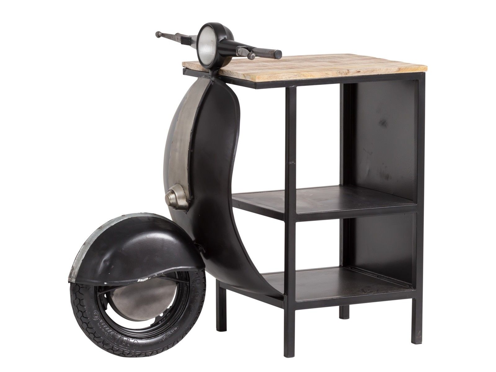 Černý kovový konzolový stůl s dřevěnou deskou Scooter - 100*45*90cm Massivum - LaHome - vintage dekorace