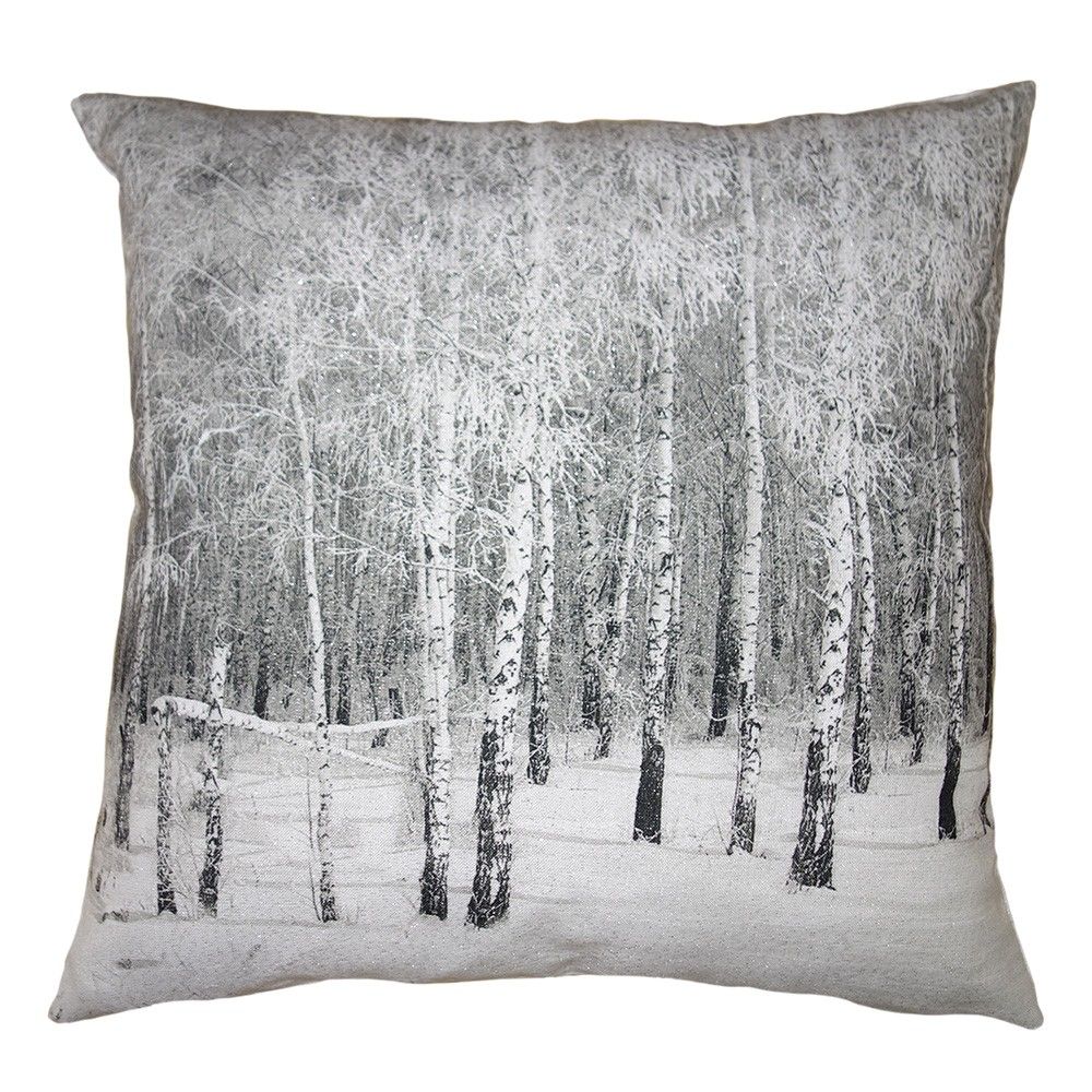 Povlak na polštář se zasněženými stromy - 45*45 cm Clayre & Eef - LaHome - vintage dekorace