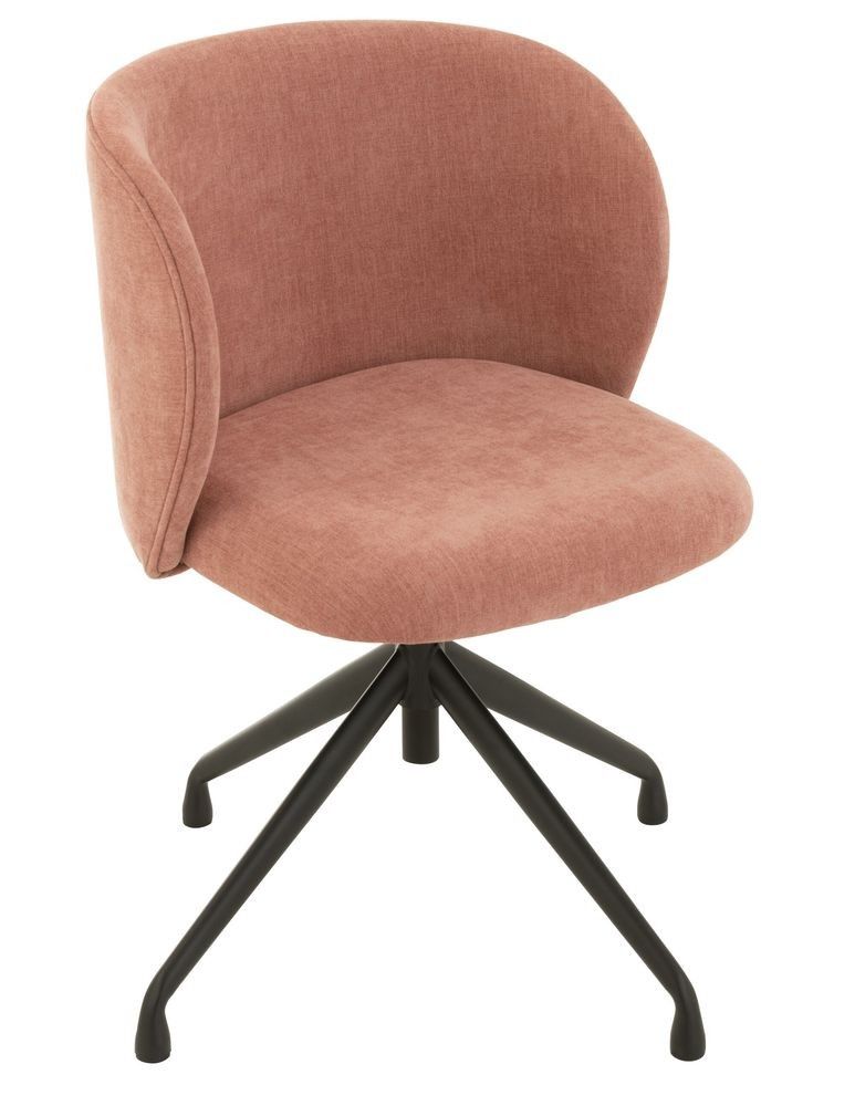 Růžová sametová jídelní točící židle Chair Turn Pink - 56*48*77cm J-Line by Jolipa - LaHome - vintage dekorace