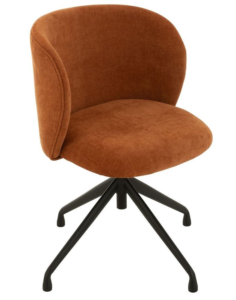 Oranžová sametová jídelní točící židle Chair Turn Rusty - 56*48*77cm J-Line by Jolipa - LaHome - vintage dekorace