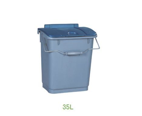 Odpadkový koš na tříděný odpad MODULOBAC 35 l, 35 l,šedá nádoba, modré víko - NP-DESIGN, s.r.o.