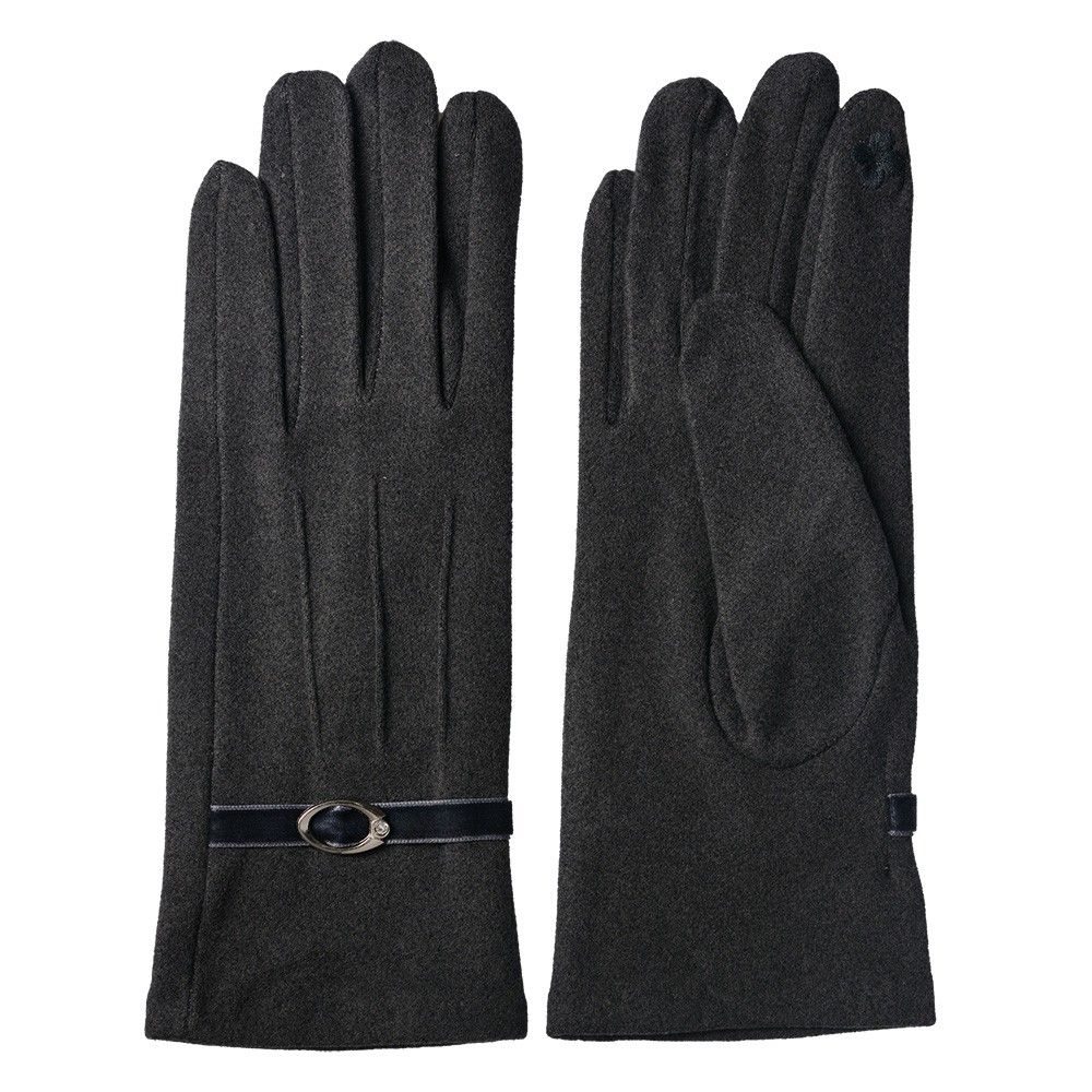 Šedé dámské zimní rukavice - 8*22 cm Clayre & Eef - LaHome - vintage dekorace