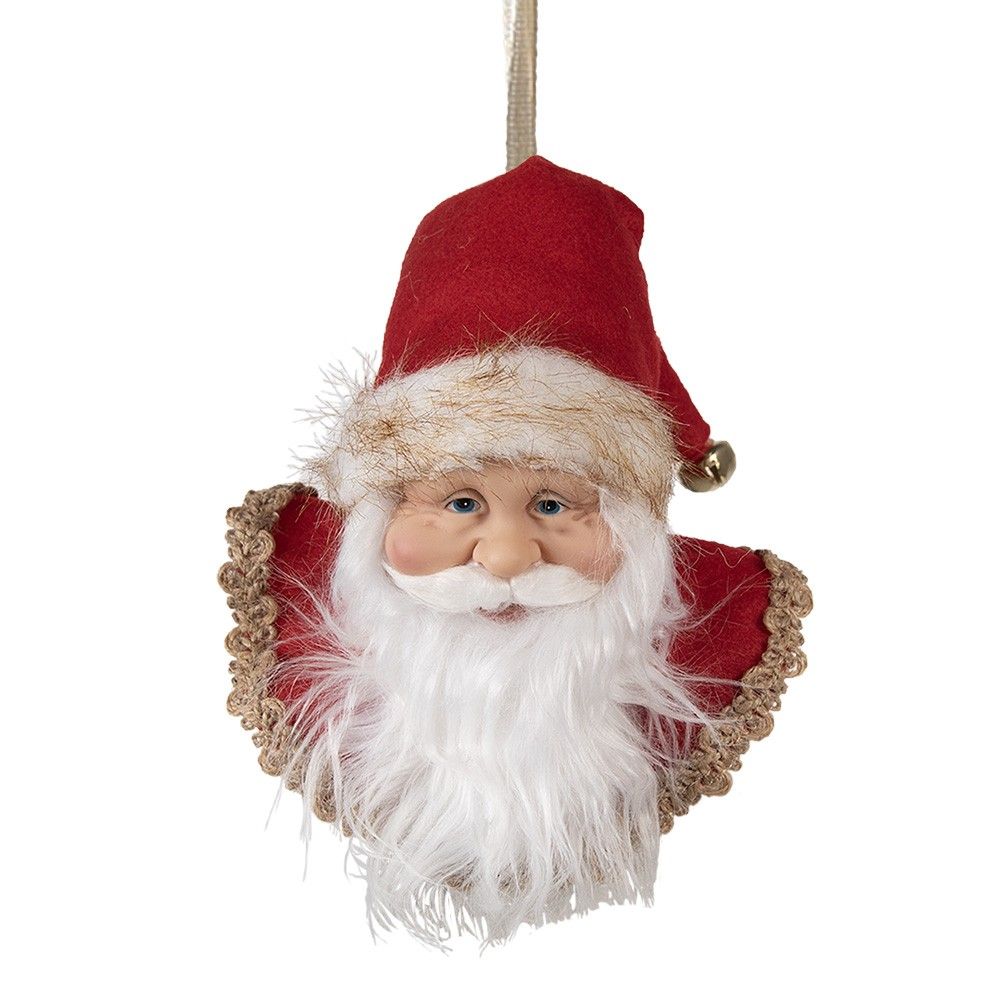 Závěsná dekorace hlava Santa s červenou čepicí - 10*9*28 cm Clayre & Eef - LaHome - vintage dekorace