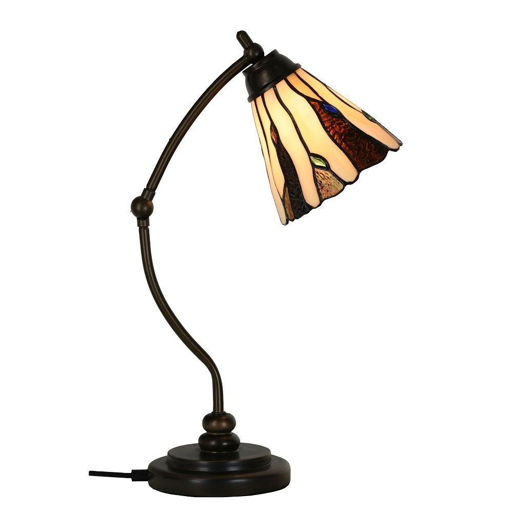 Béžovo-hnědá stolní lampa Tiffany Titto - Ø 27*51 cm E14/max 1*40W Clayre & Eef - LaHome - vintage dekorace
