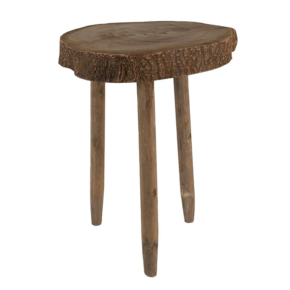 Dekorační květinový dřevěný kulatý stolek - Ø 24*36 cm Clayre & Eef - LaHome - vintage dekorace