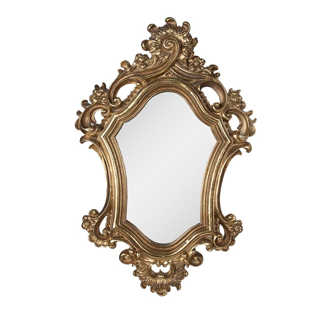 Zlaté antik nástěnné zrcadlo s ornamentem - 30*2*48 cm Clayre & Eef - LaHome - vintage dekorace
