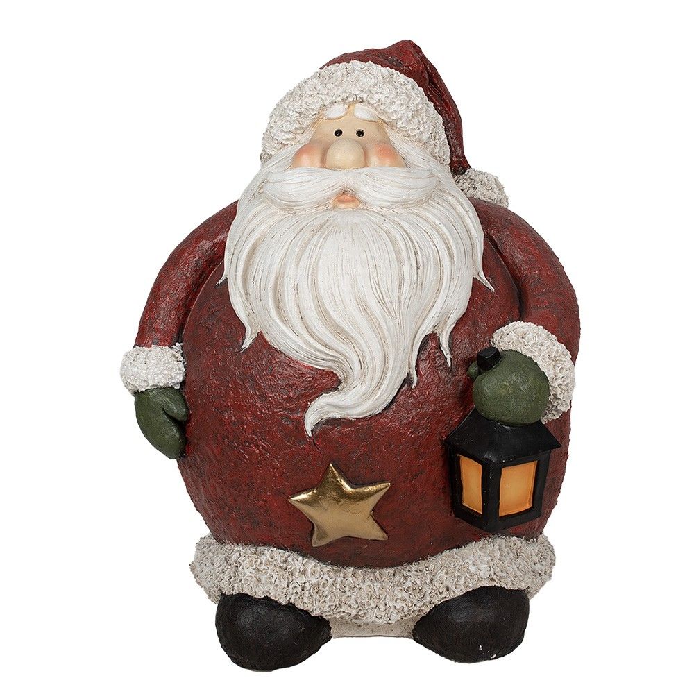 Vánoční dekorace socha Santa s lucernou - 70*60*83 cm Clayre & Eef - LaHome - vintage dekorace