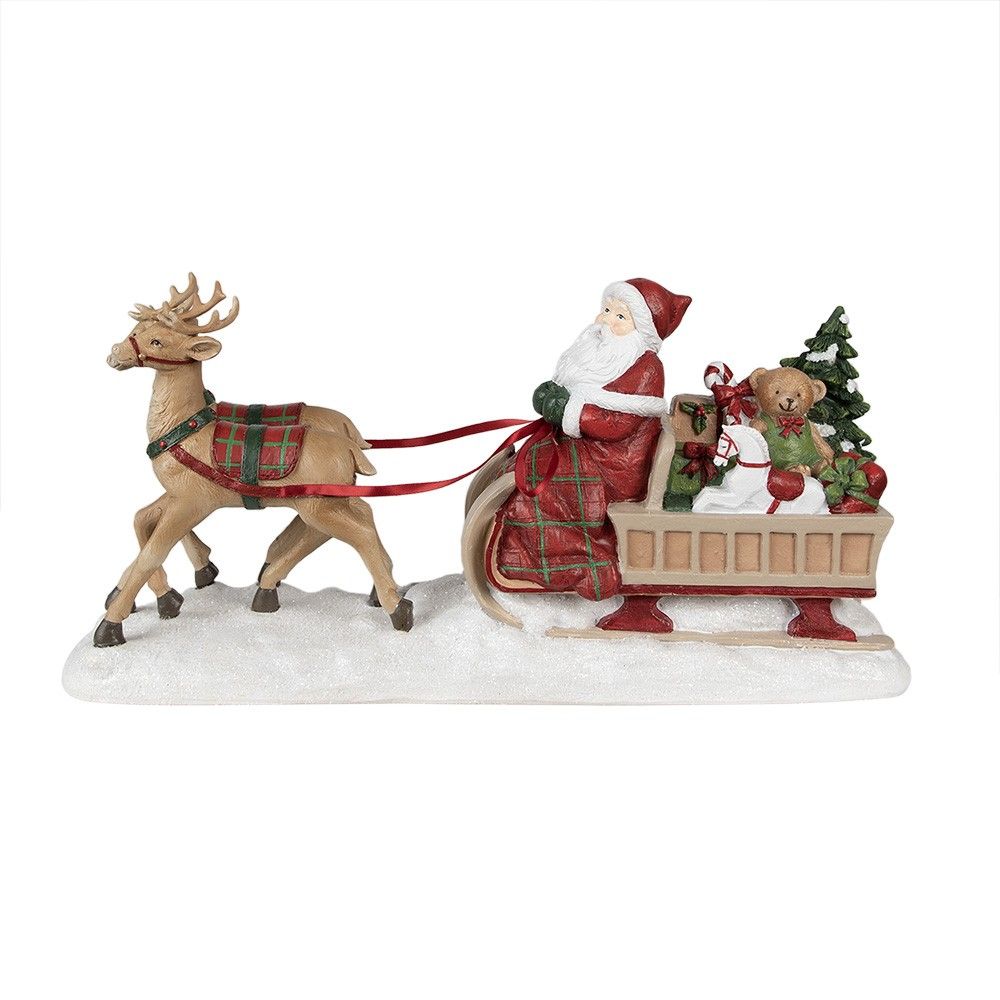 Vánoční dekorace Socha Santa se sáněmi - 41*11*19 cm Clayre & Eef - LaHome - vintage dekorace