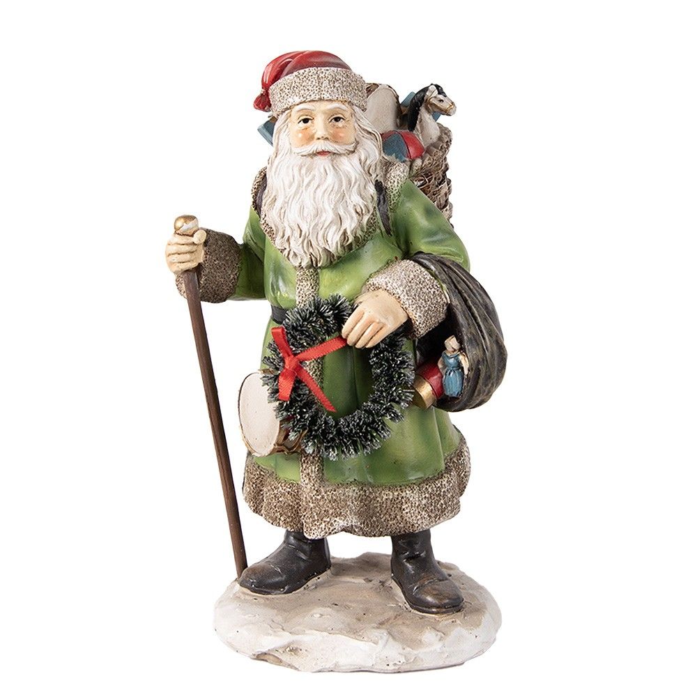 Vánoční dekorace socha Santa s nůší dárků - 12*10*20 cm Clayre & Eef - LaHome - vintage dekorace