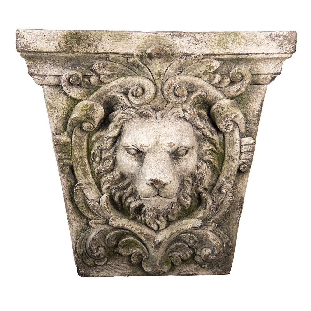 Šedá antik nástěnná dekorace s hlavou lva Lion Grey - 59*18*56 cm Clayre & Eef - LaHome - vintage dekorace