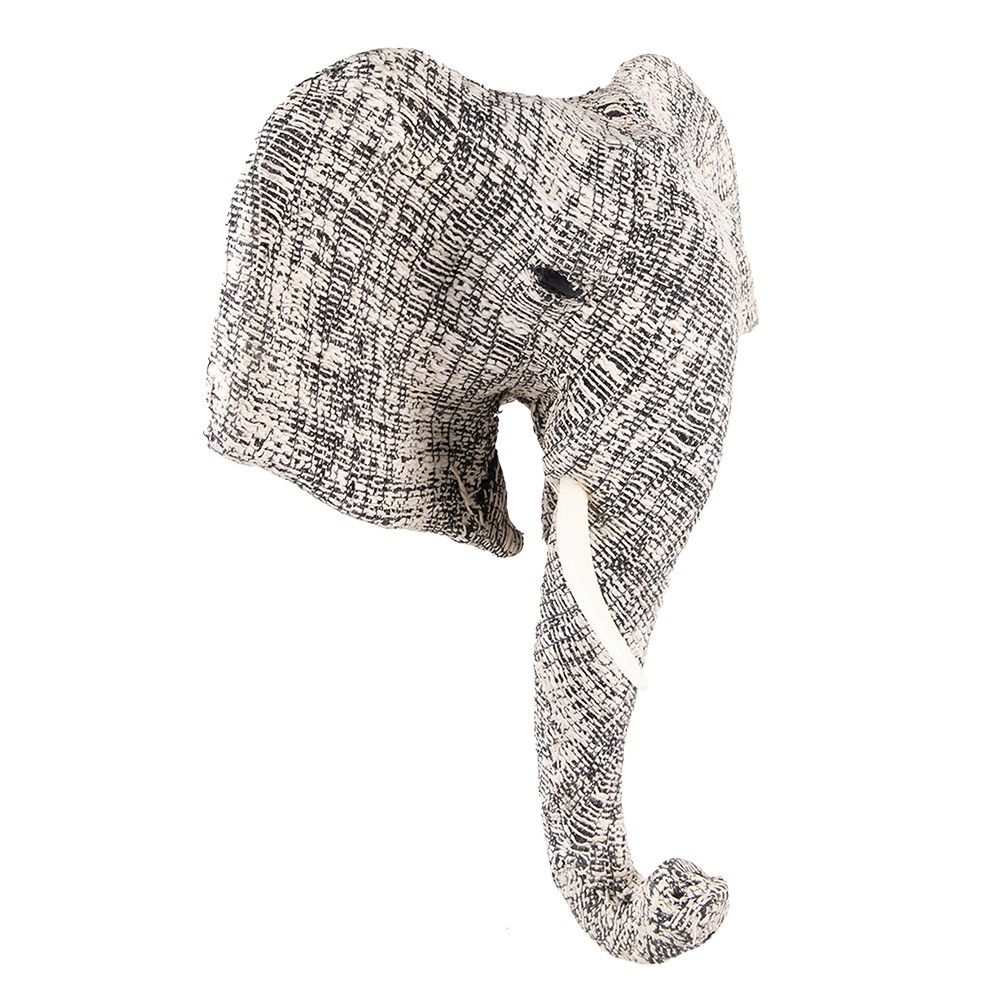 Bílo-černá antik nástěnná dekorace hlava slon L - 25*58*70 cm Clayre & Eef - LaHome - vintage dekorace