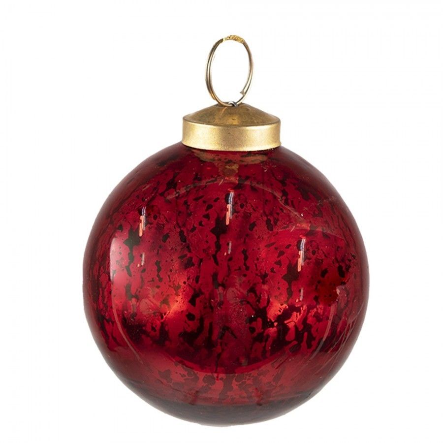 Červená vánoční skleněná ozdoba koule S - Ø 7*7 cm Clayre & Eef - LaHome - vintage dekorace