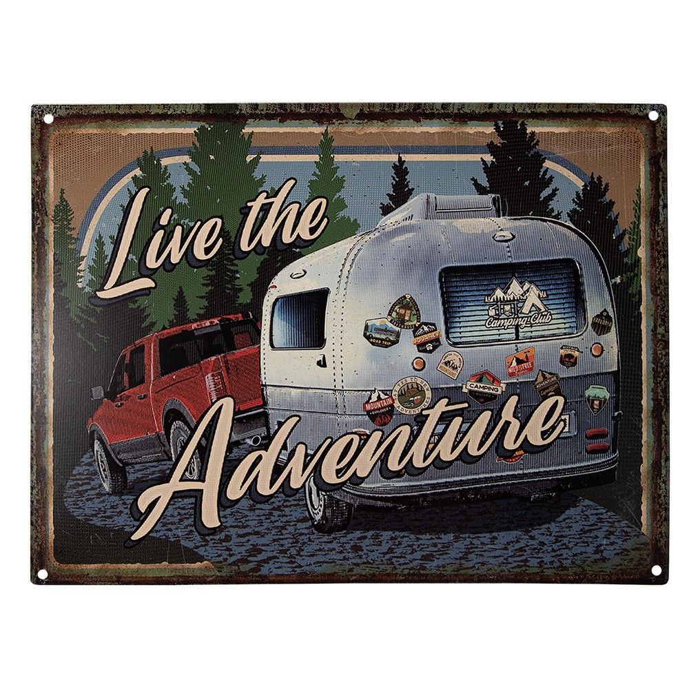 Barevná antik nástěnná kovová cedule Live the Adventure - 33*1*25 cm Clayre & Eef - LaHome - vintage dekorace