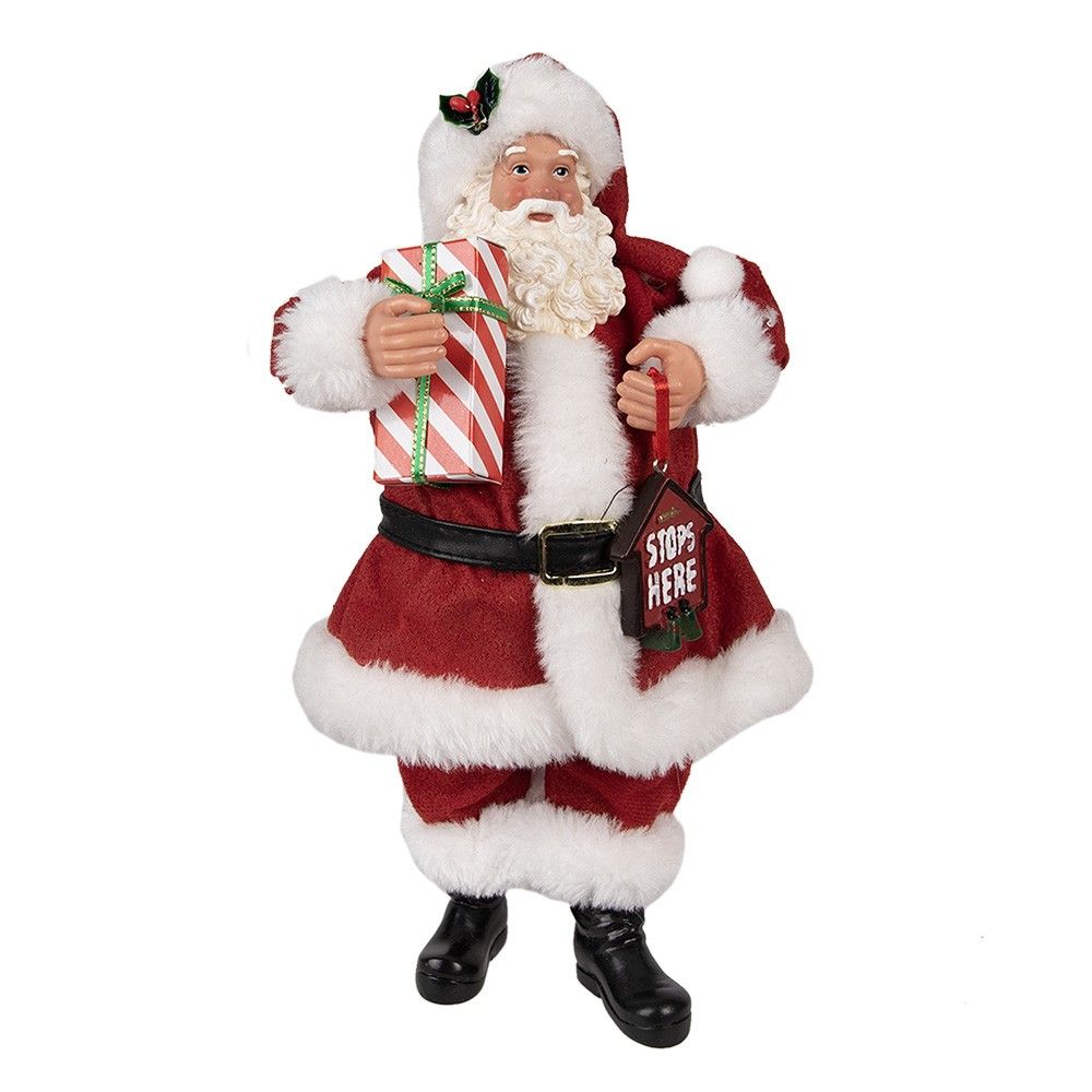 Vánoční dekorace Santa Claus s dárkem - 16*8*28 cm Clayre & Eef - LaHome - vintage dekorace