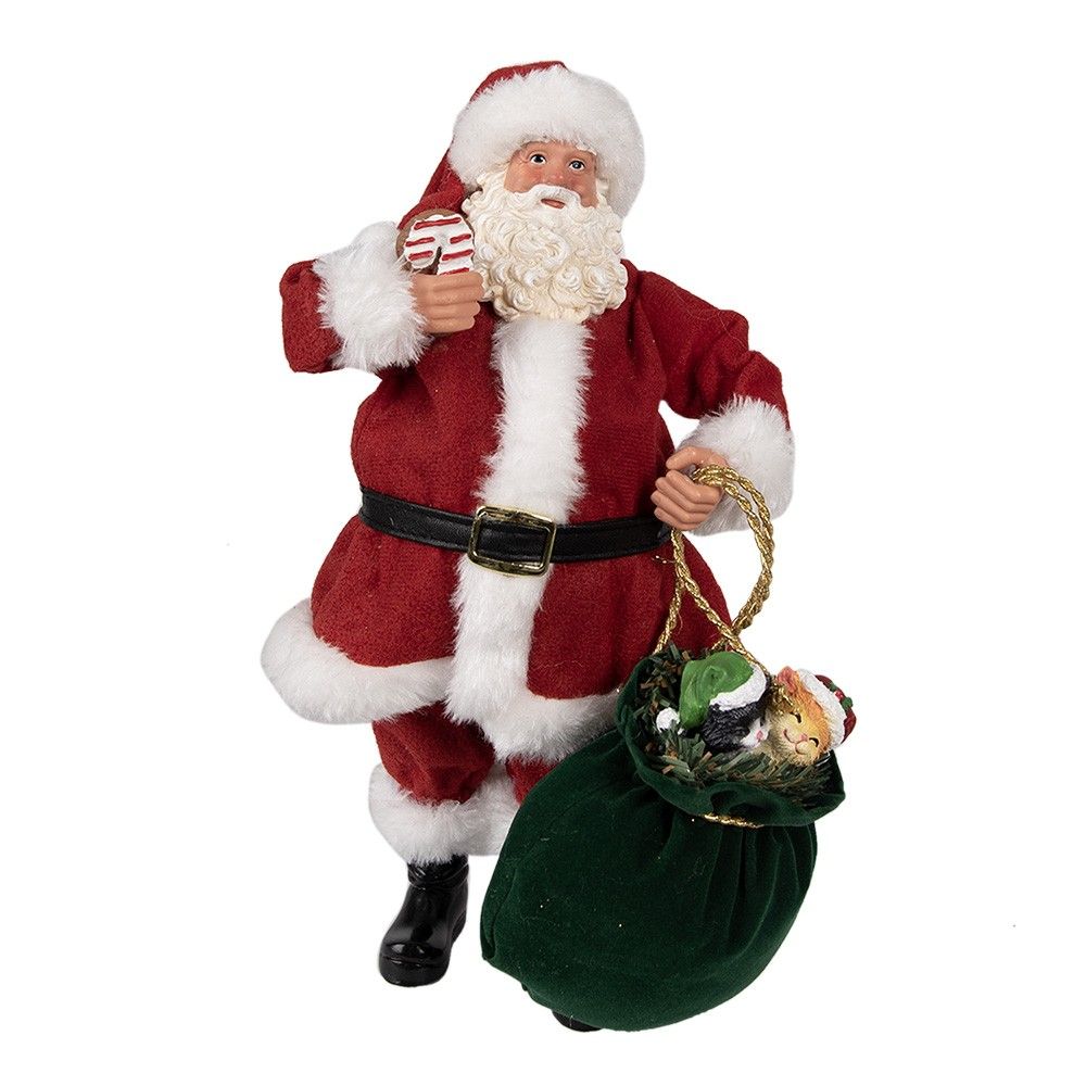 Vánoční dekorace Santa Claus s pytlem dárků - 16*8*28 cm Clayre & Eef - LaHome - vintage dekorace