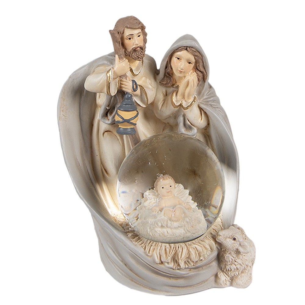 Vánoční betlém s sněžítkem Svatá rodina - 9*8*11 cm Clayre & Eef - LaHome - vintage dekorace