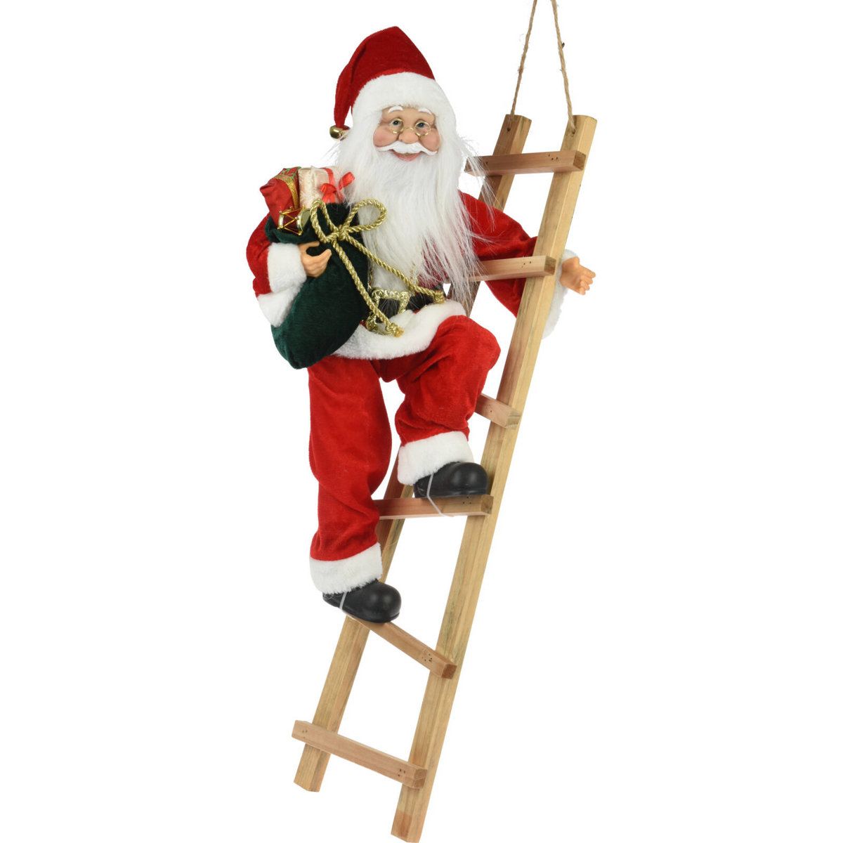 Home Styling Collection Vánoční dekorace Santa Claus na žebříku s dárkem, 69 cm - EMAKO.CZ s.r.o.