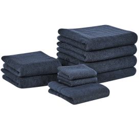 Sada 9 bavlněných ručníků tmavě modré MITIARO