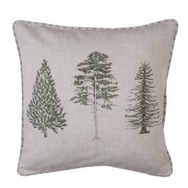 Béžový bavlněný povlak na polštář se stromky Natural Pine Trees - 40*40 cm Clayre & Eef